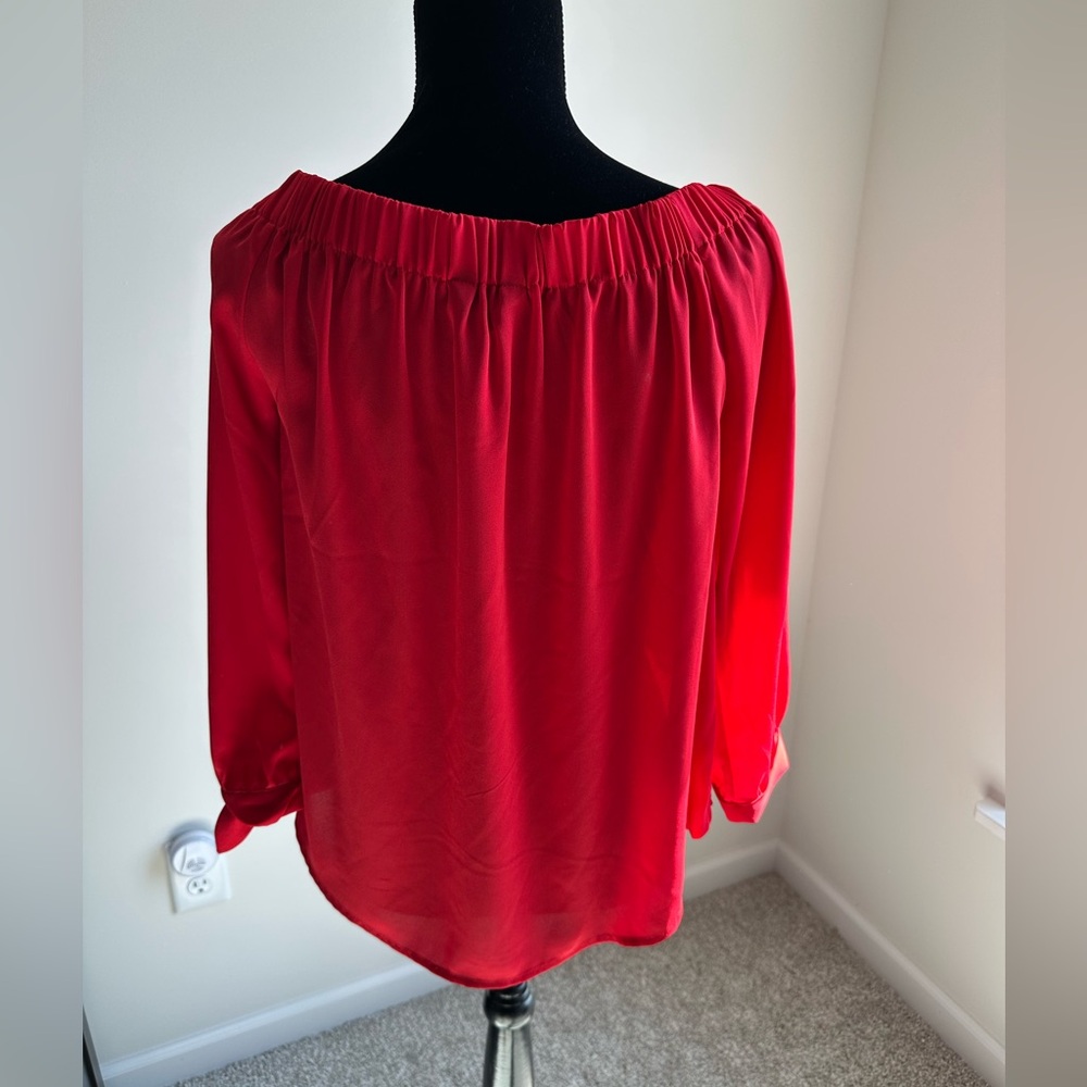 Women’s Express Off-the-Shoulder Red Top - Picture 2 of 5